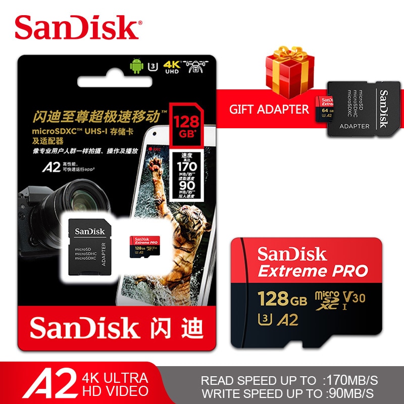 100%  SanDisk Extreme Pro ũ SD ī 64GB 128GB 170 ްƮ/ A2 V30 U3 TF ī ޸ ī SD 